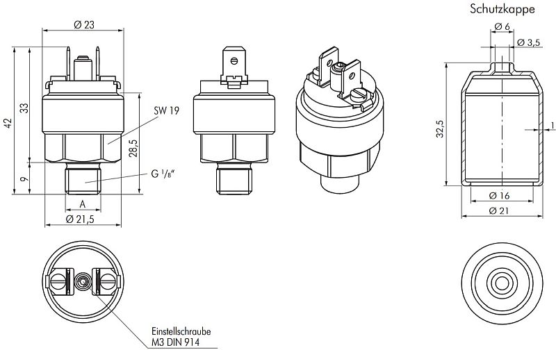 Druckschalter mini G1 8 Landefeld Skizze